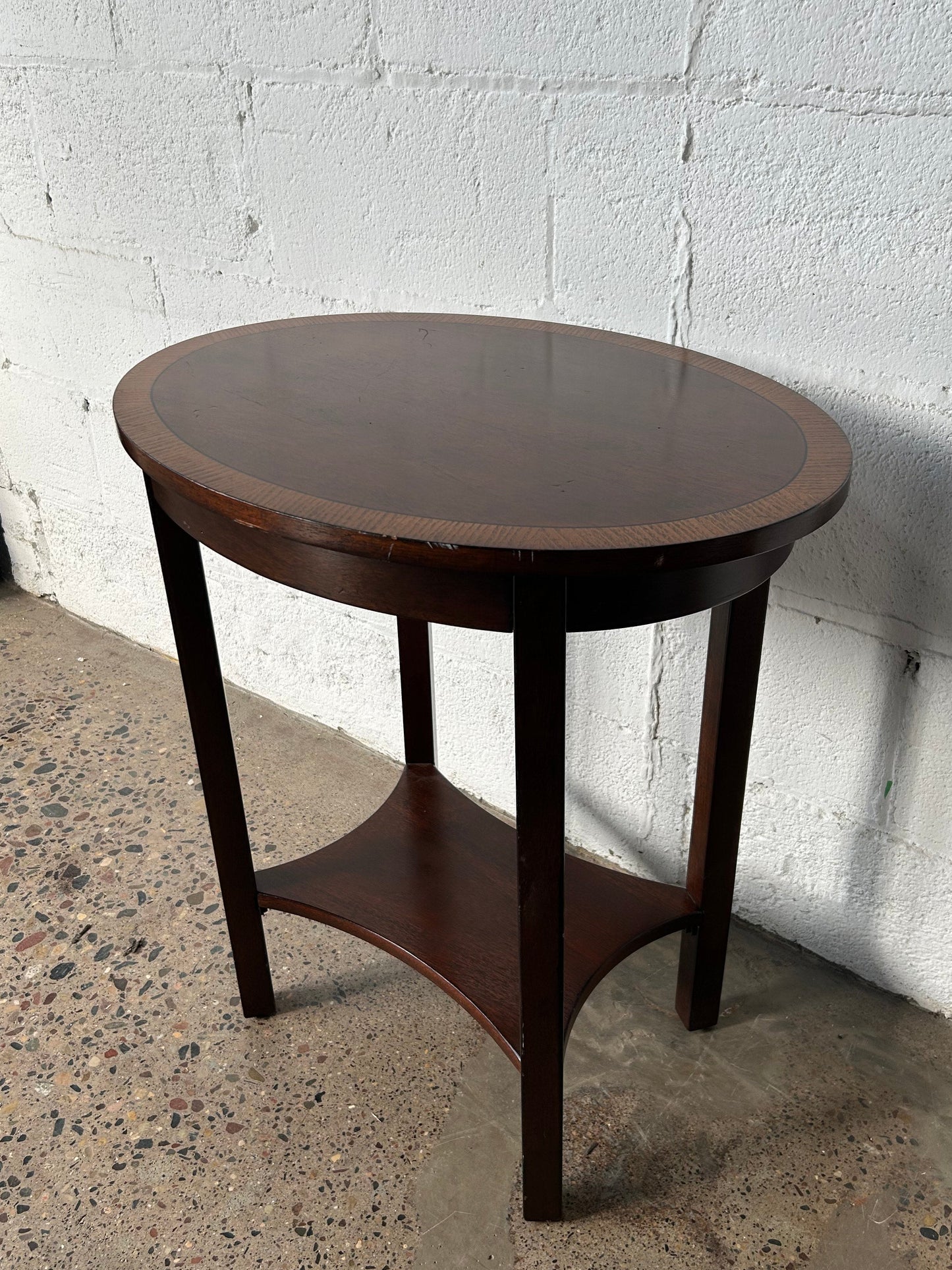 Oval Side Table with Inlay Edge