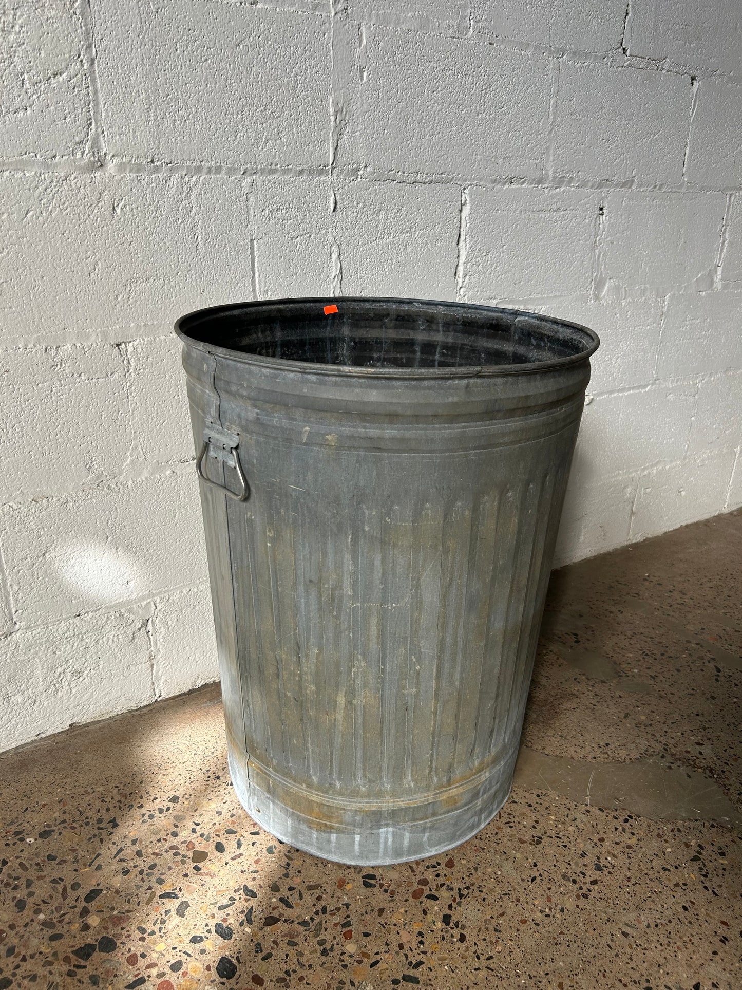 Aged Aluminum Trash Can