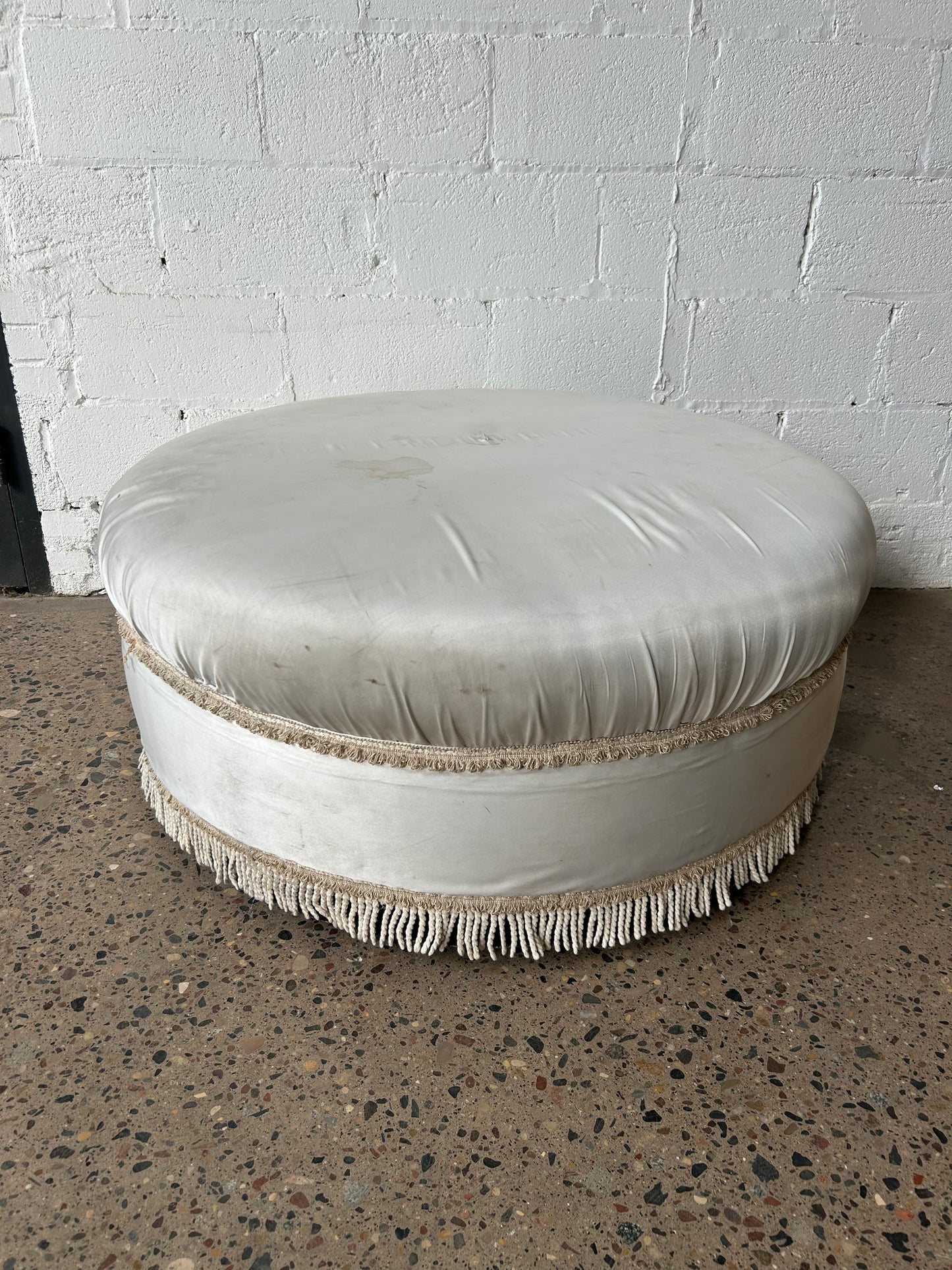 Large White Padded Ottoman