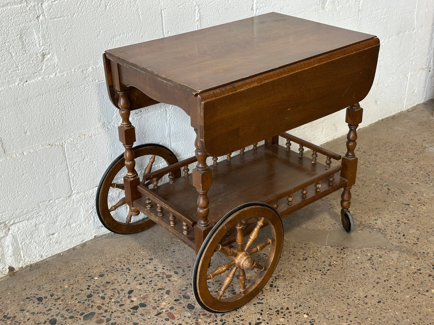 Wooden Spoke Tea Cart