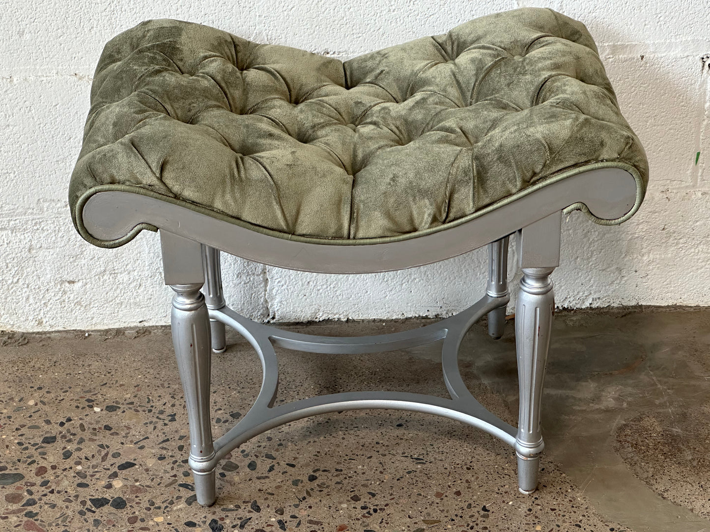 Silver and Green Stool