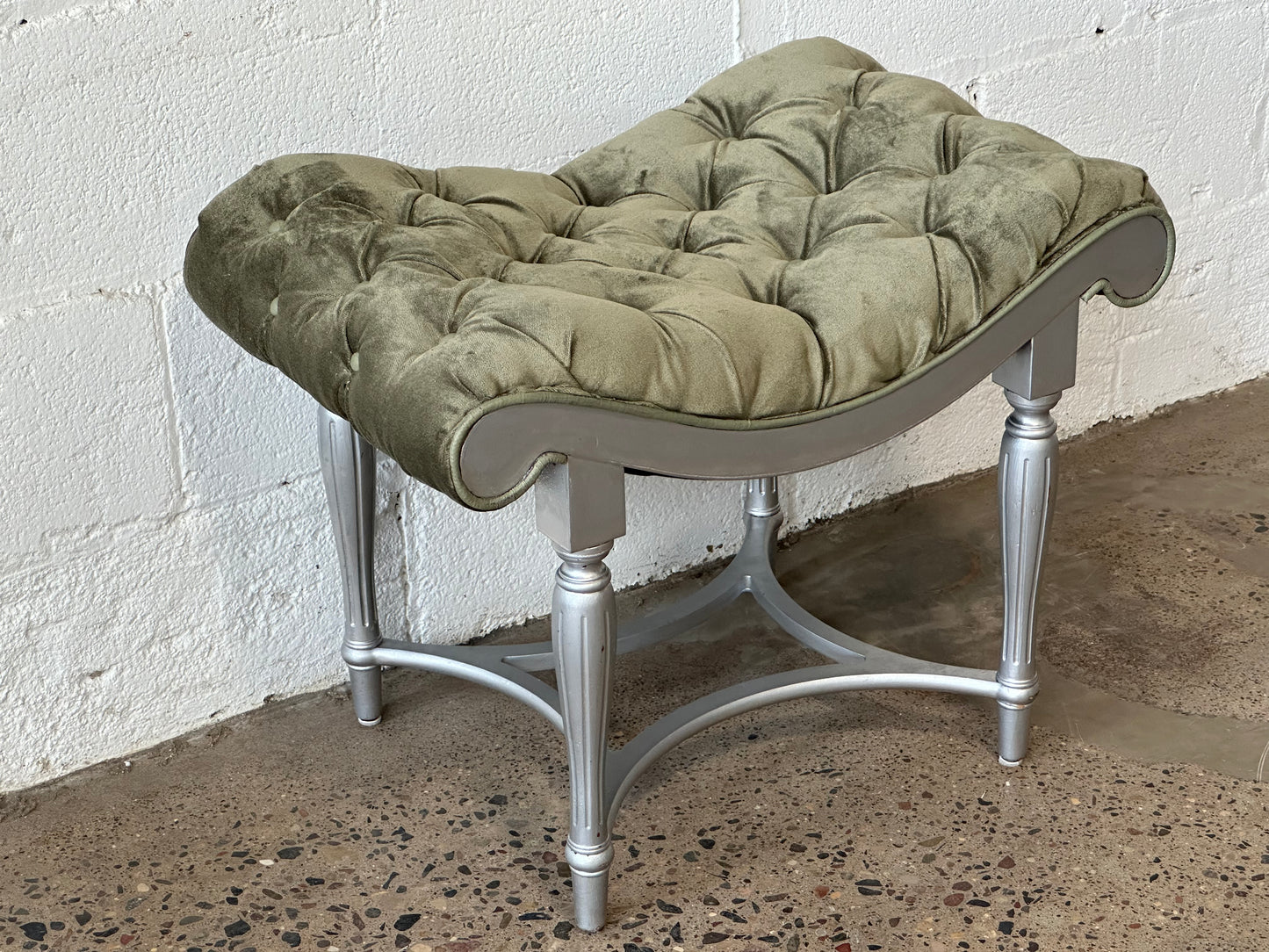 Silver and Green Stool