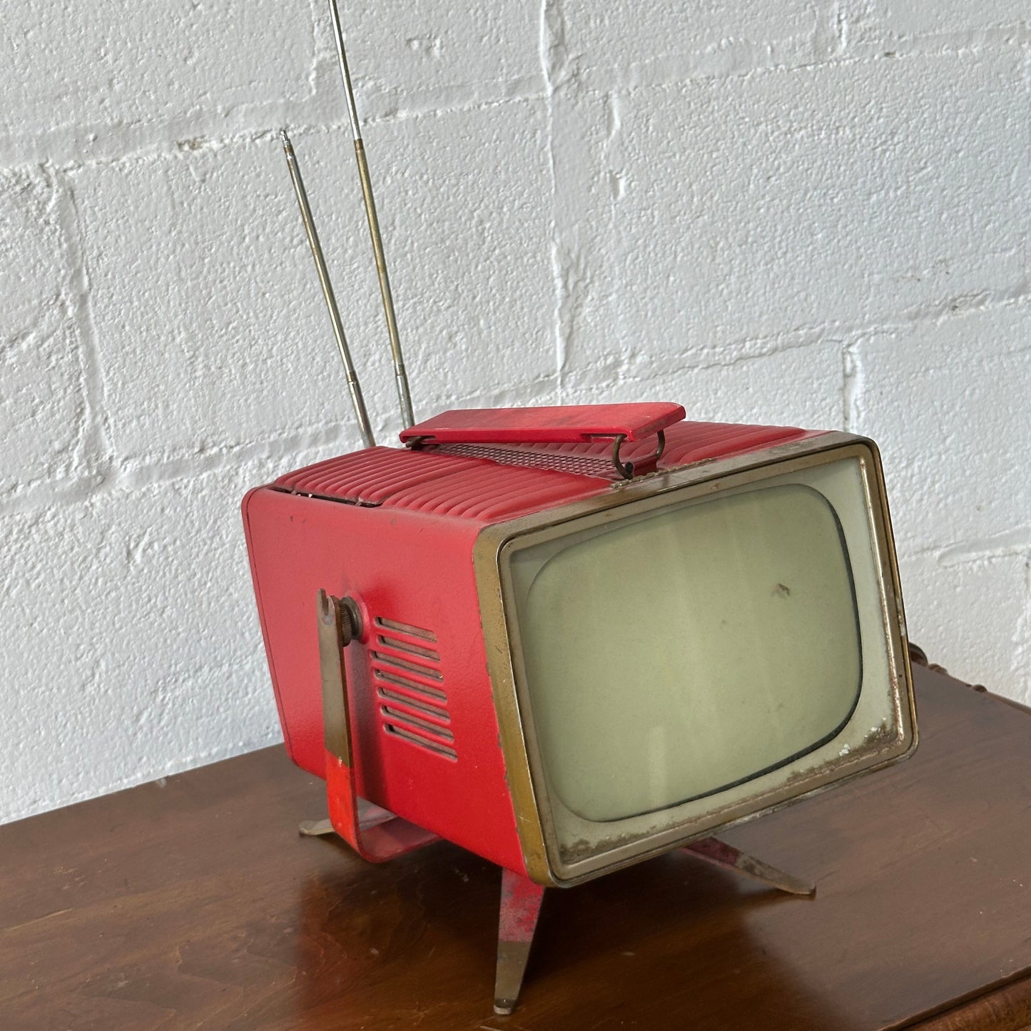 Vintage Red Portable TV