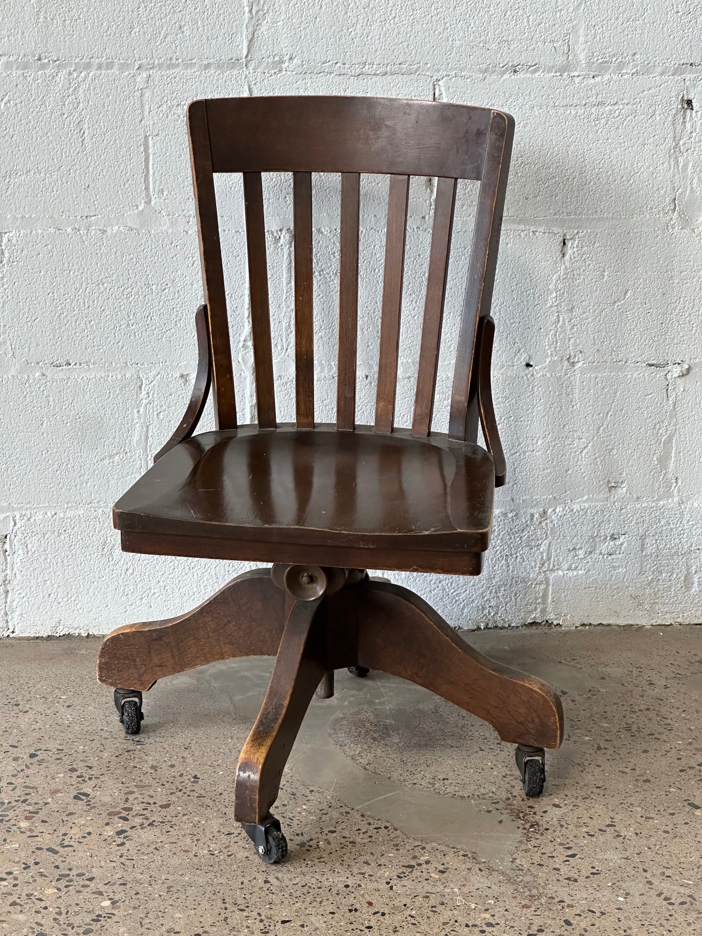 Armless Desk Chair with Slated Back