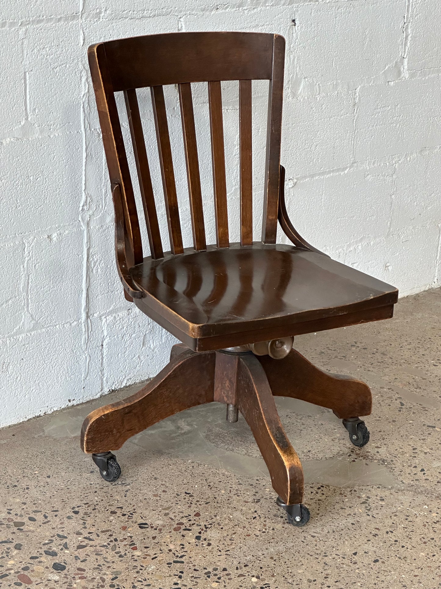 Armless Desk Chair with Slated Back