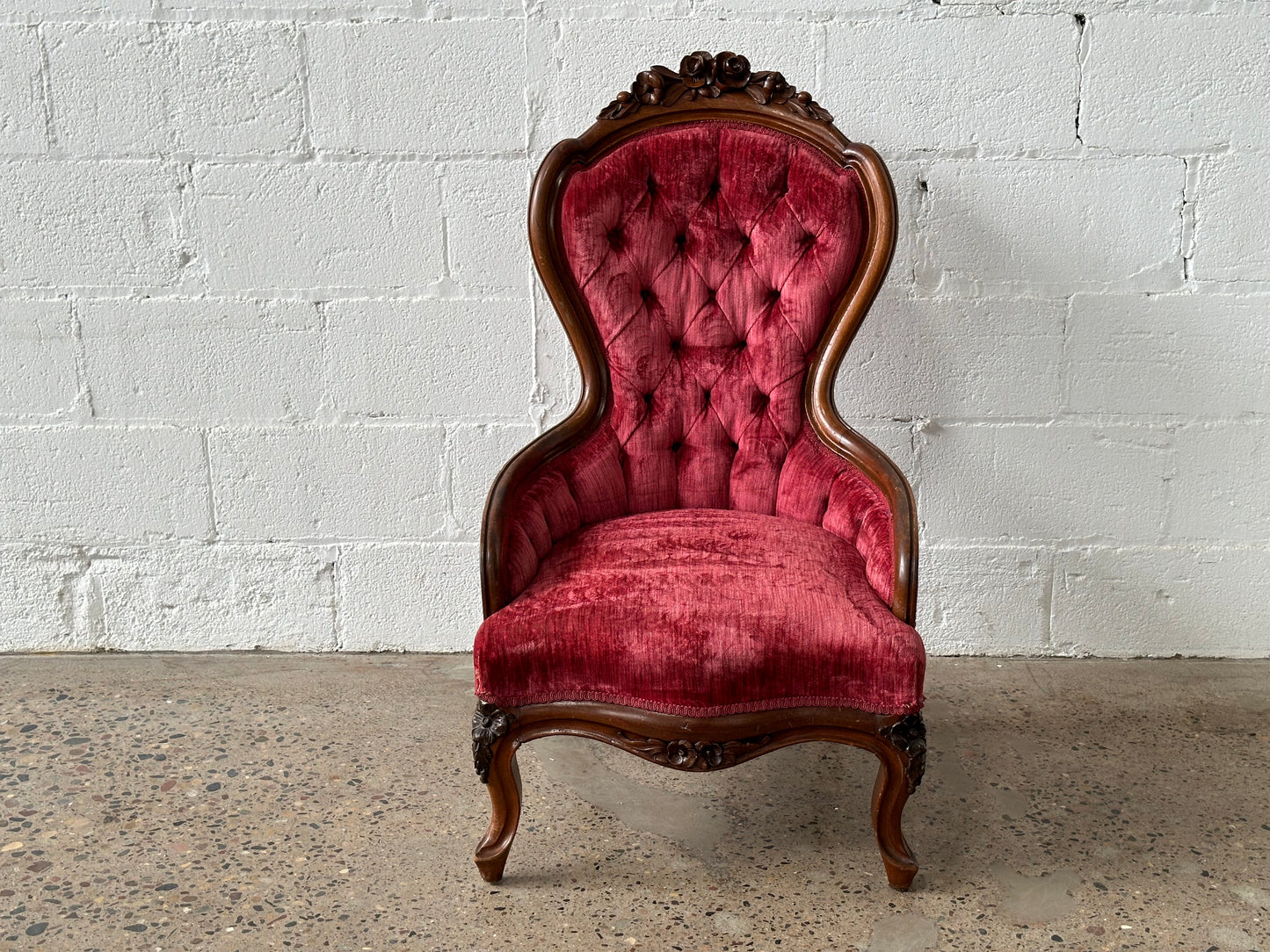 Burgundy Velvet Slipper Chair