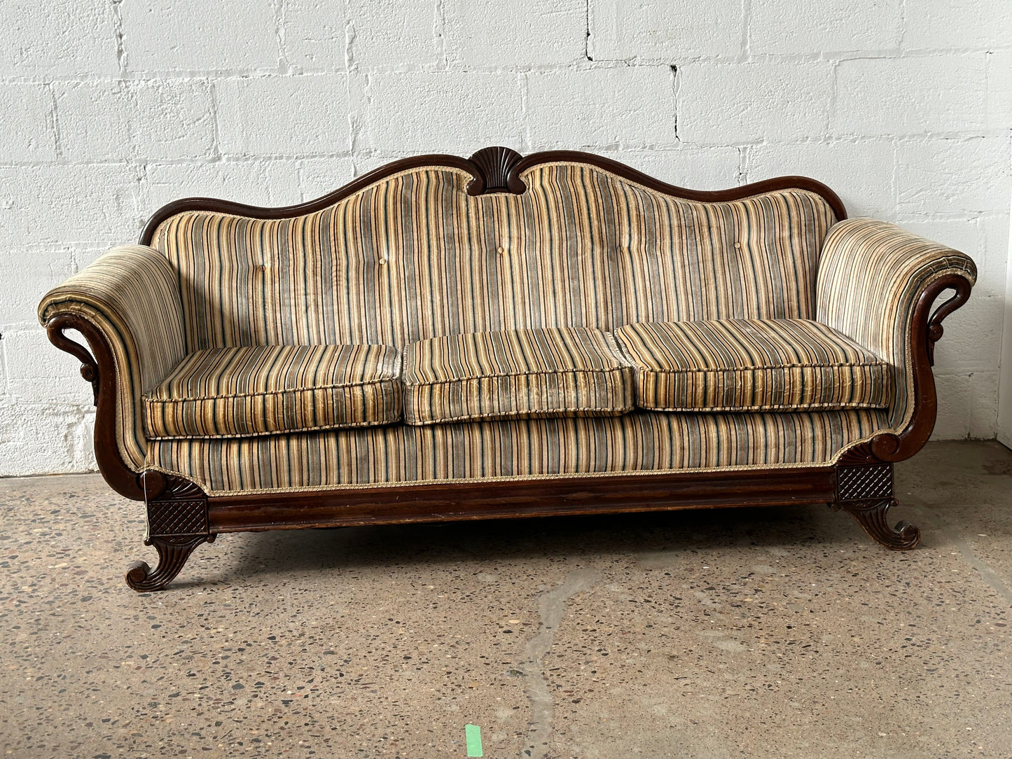 Striped Cream Antique Sofa