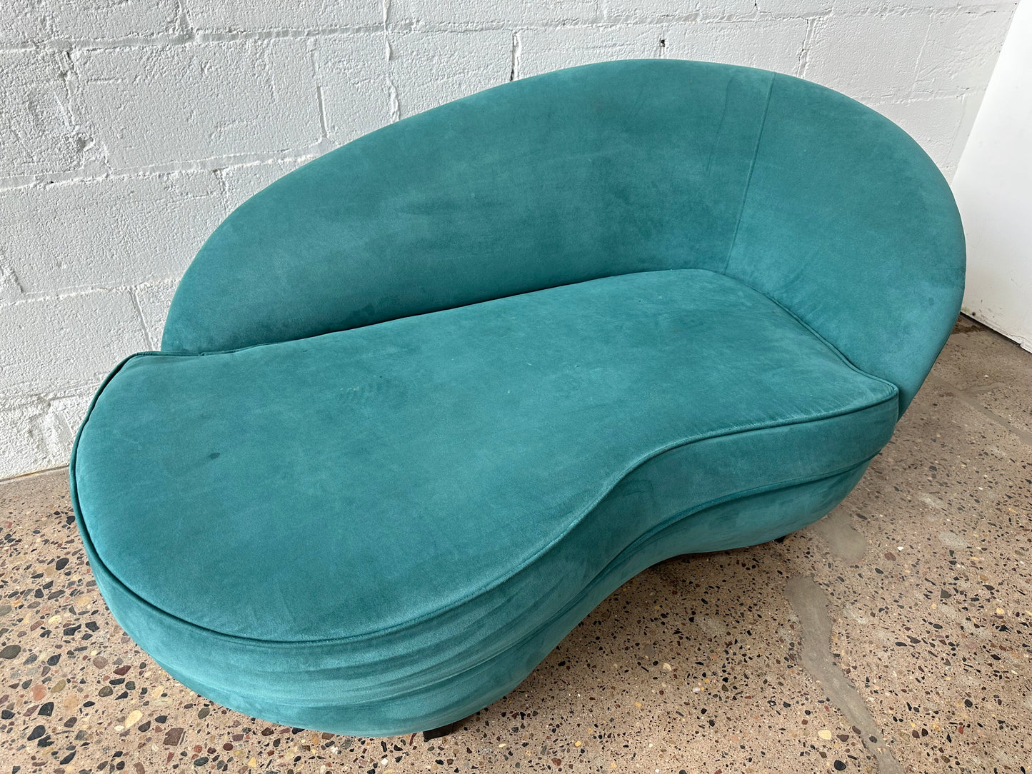 Teal Curved "Bean" Sofa