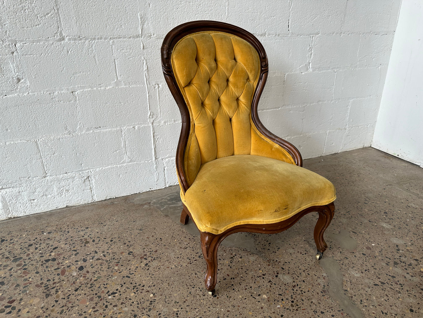 Mustard Velvet Slipper Chair