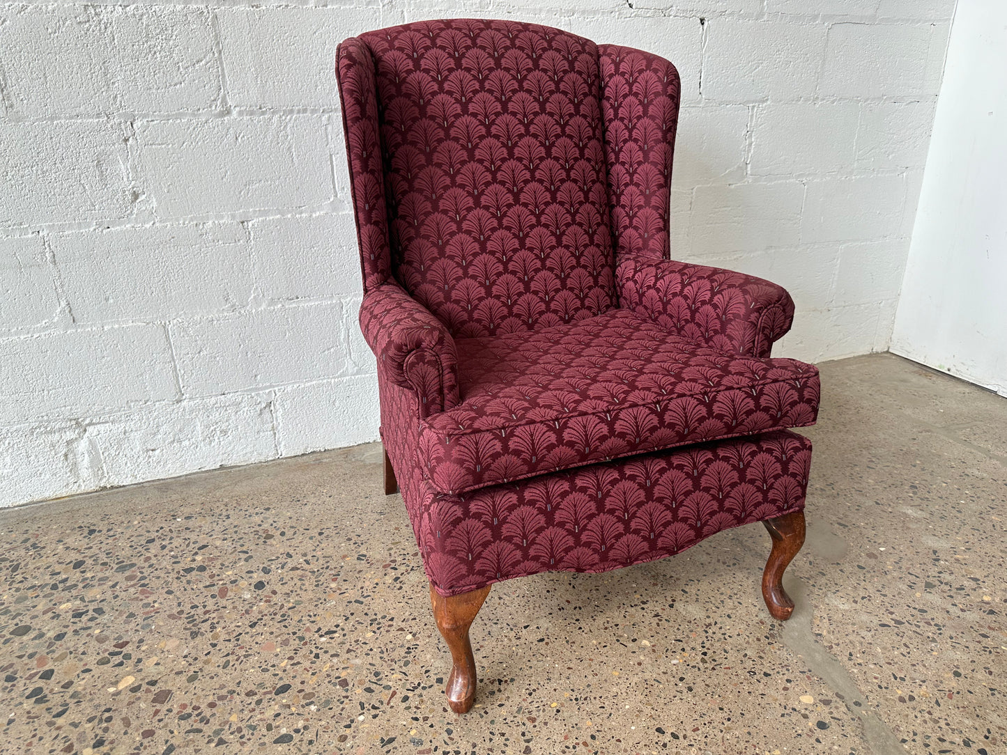 Burgundy Damask Armchair