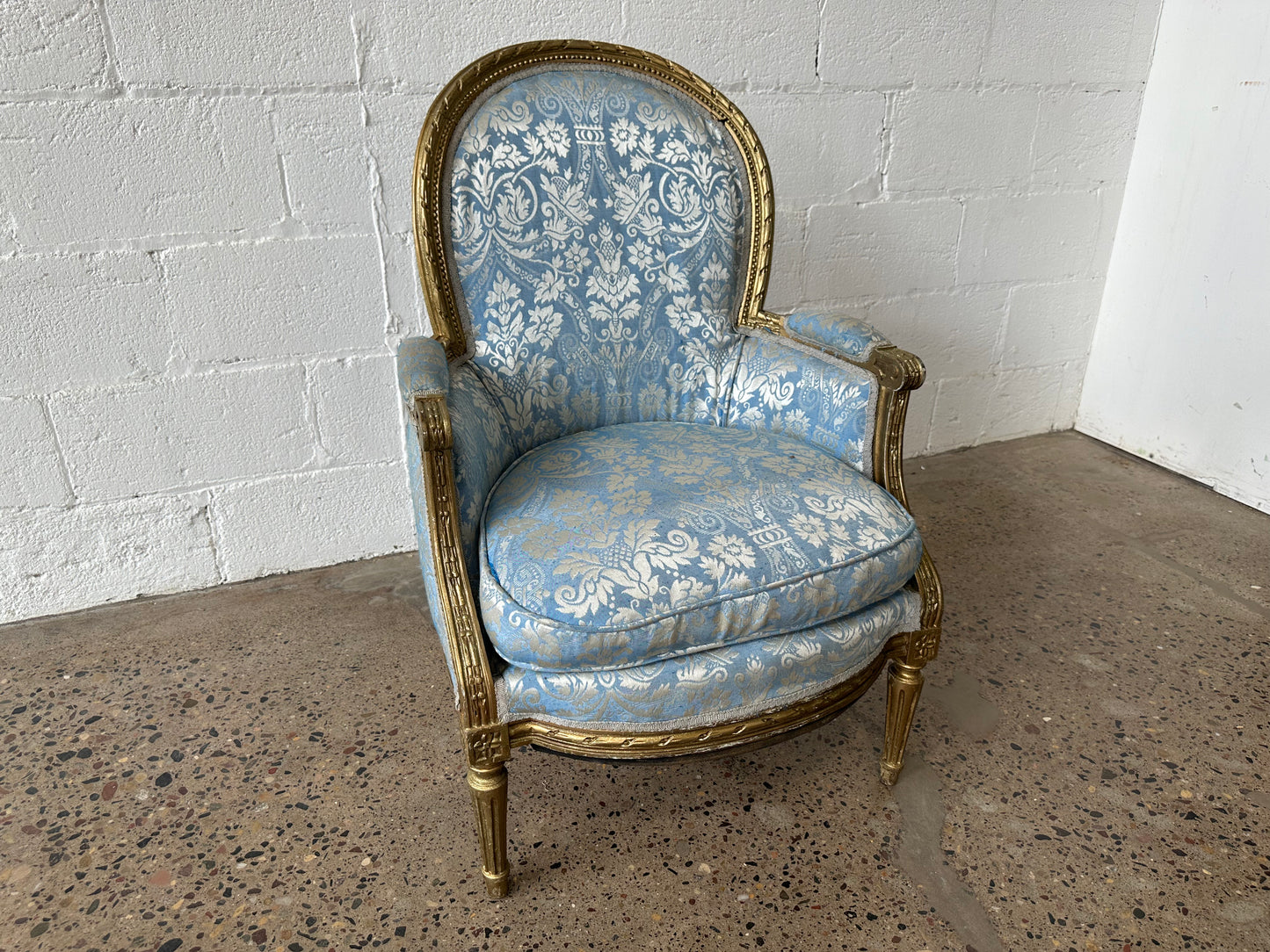 Blue & Gold Damask Chair