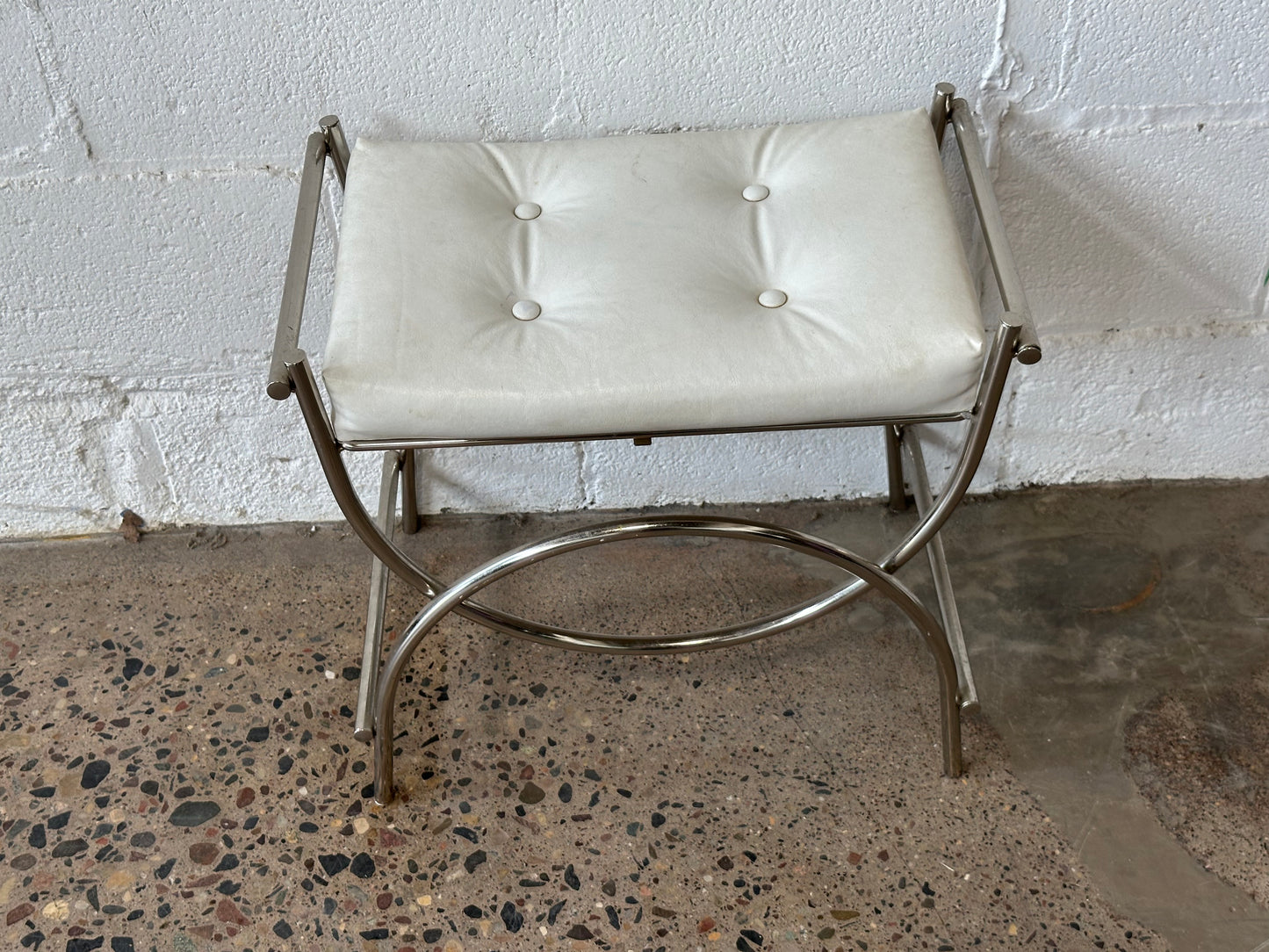 Silver Curved Stool