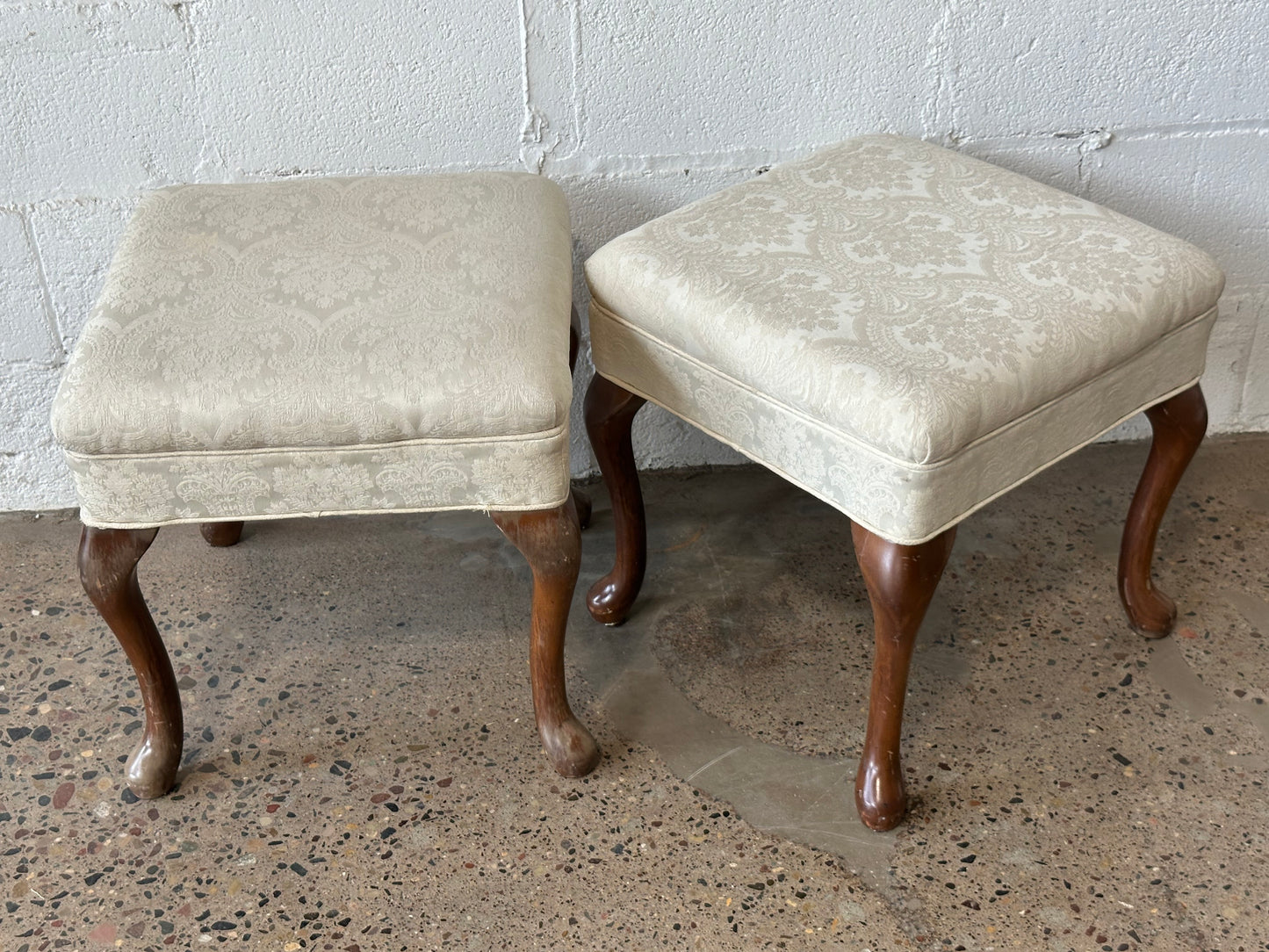 Cream Upholstered Square Ottoman