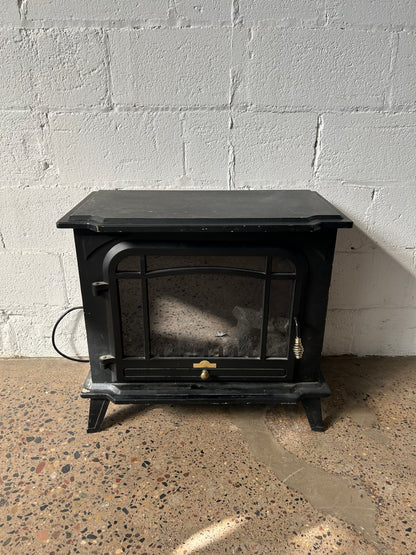 Black Faux Wood Burning Fireplace