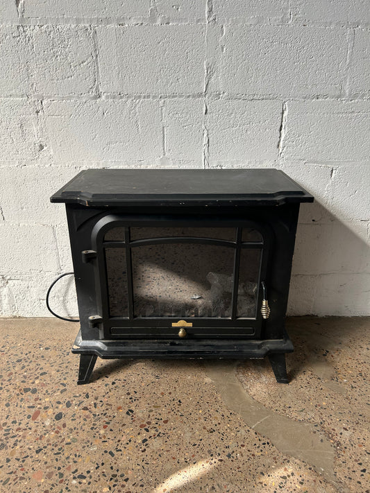 Black Faux Wood Burning Fireplace