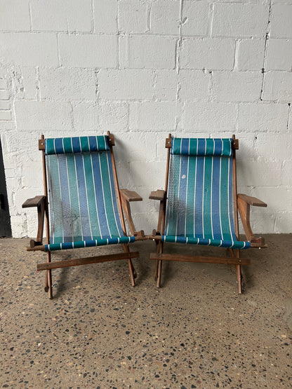 Striped Folding Beach Chair- set