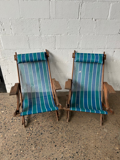 Striped Folding Beach Chair- set