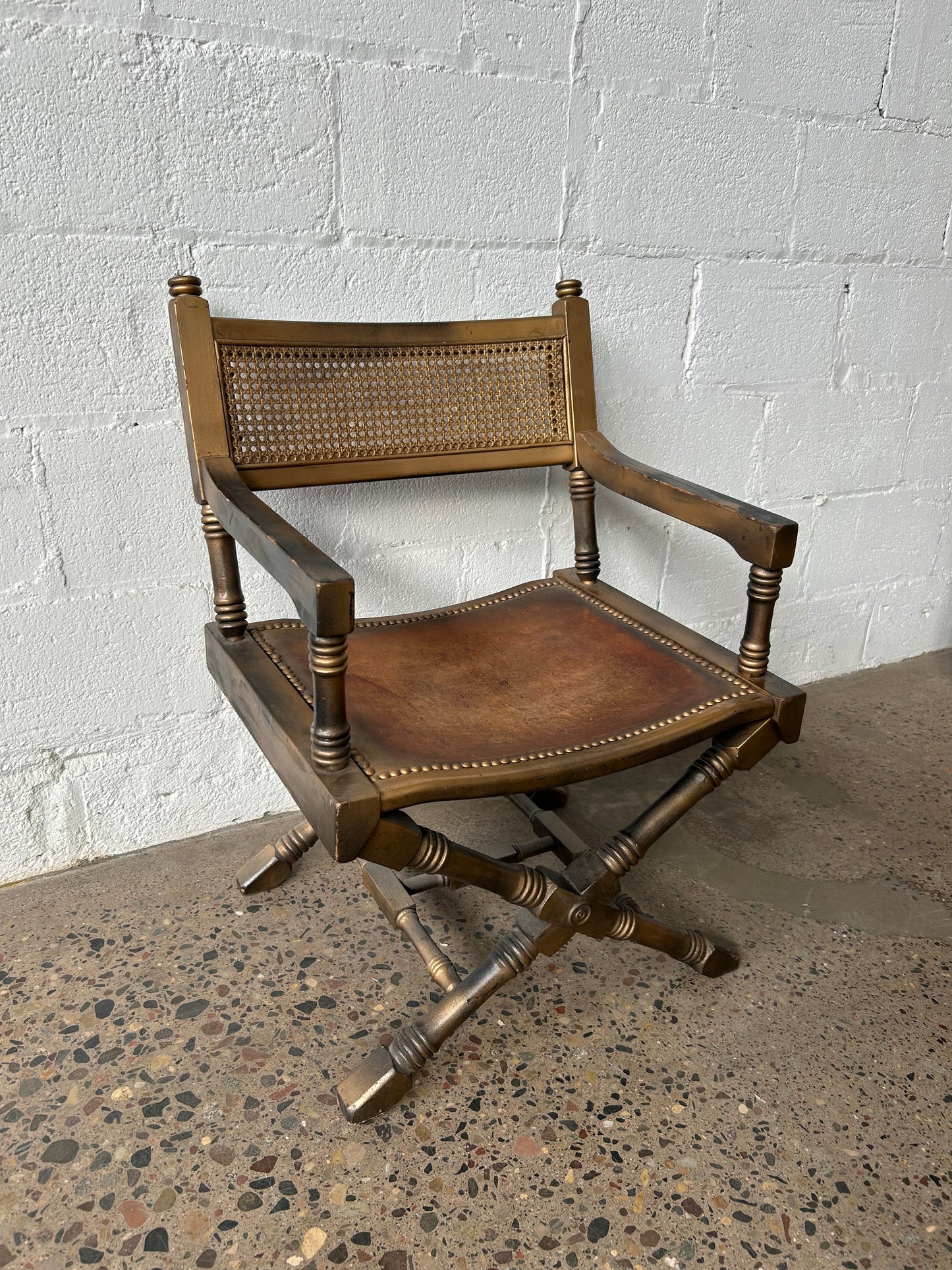Gold Mid Century Regency Chair