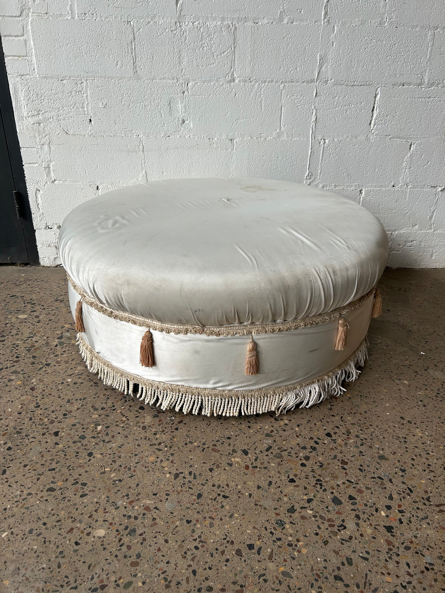 Large White Padded Ottoman