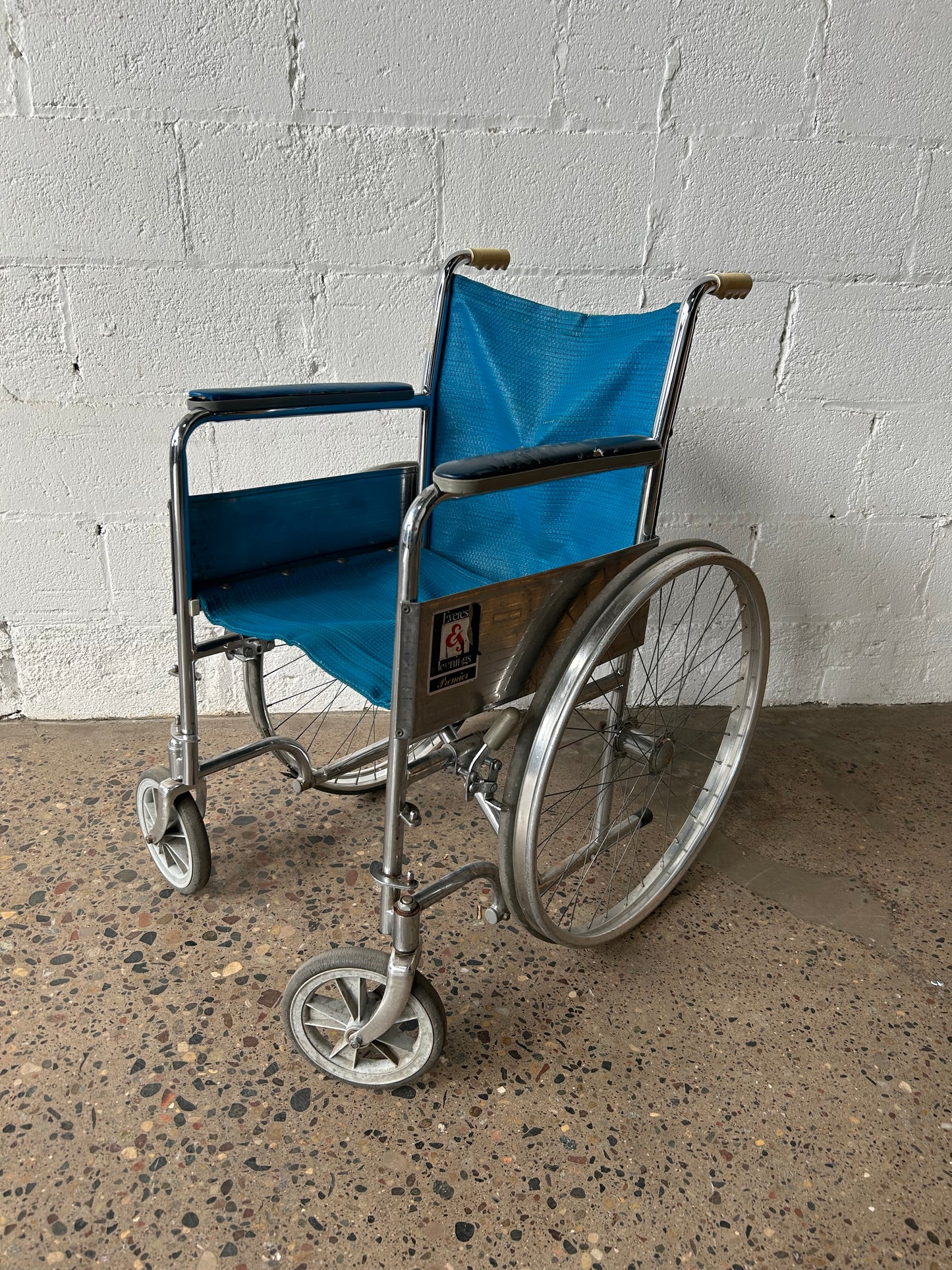 Blue and Chrome Wheelchair