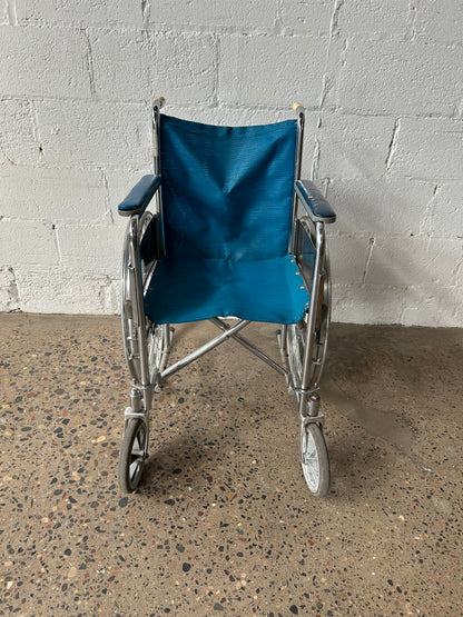 Blue and Chrome Wheelchair