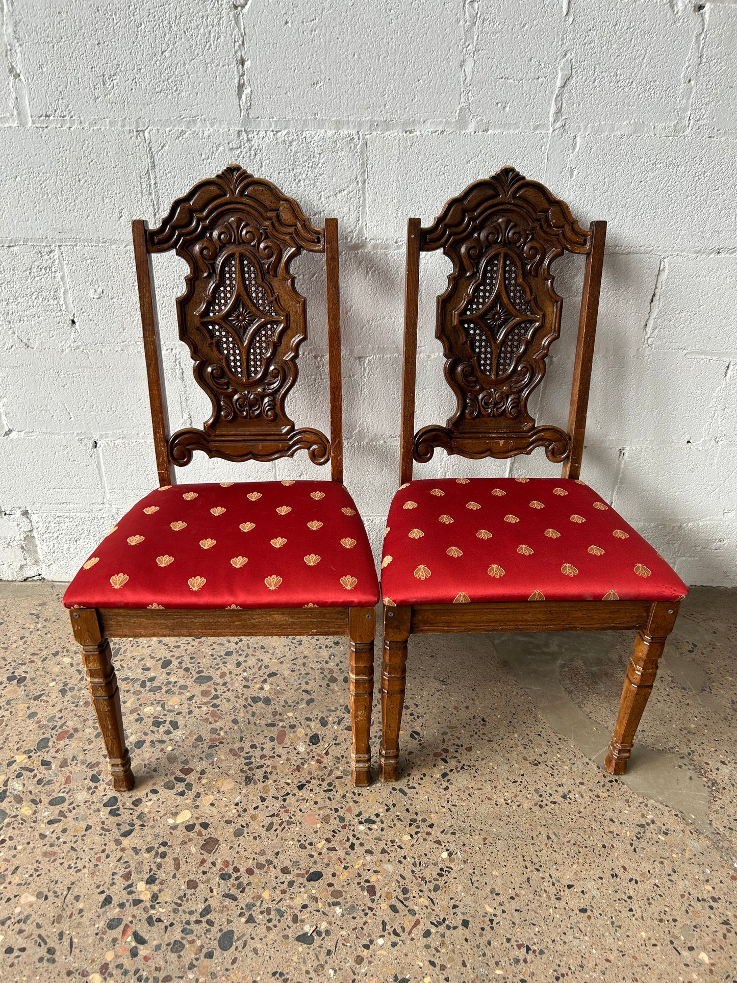 Early Victorian Repo Chairs with Red Seats (set of 2)
