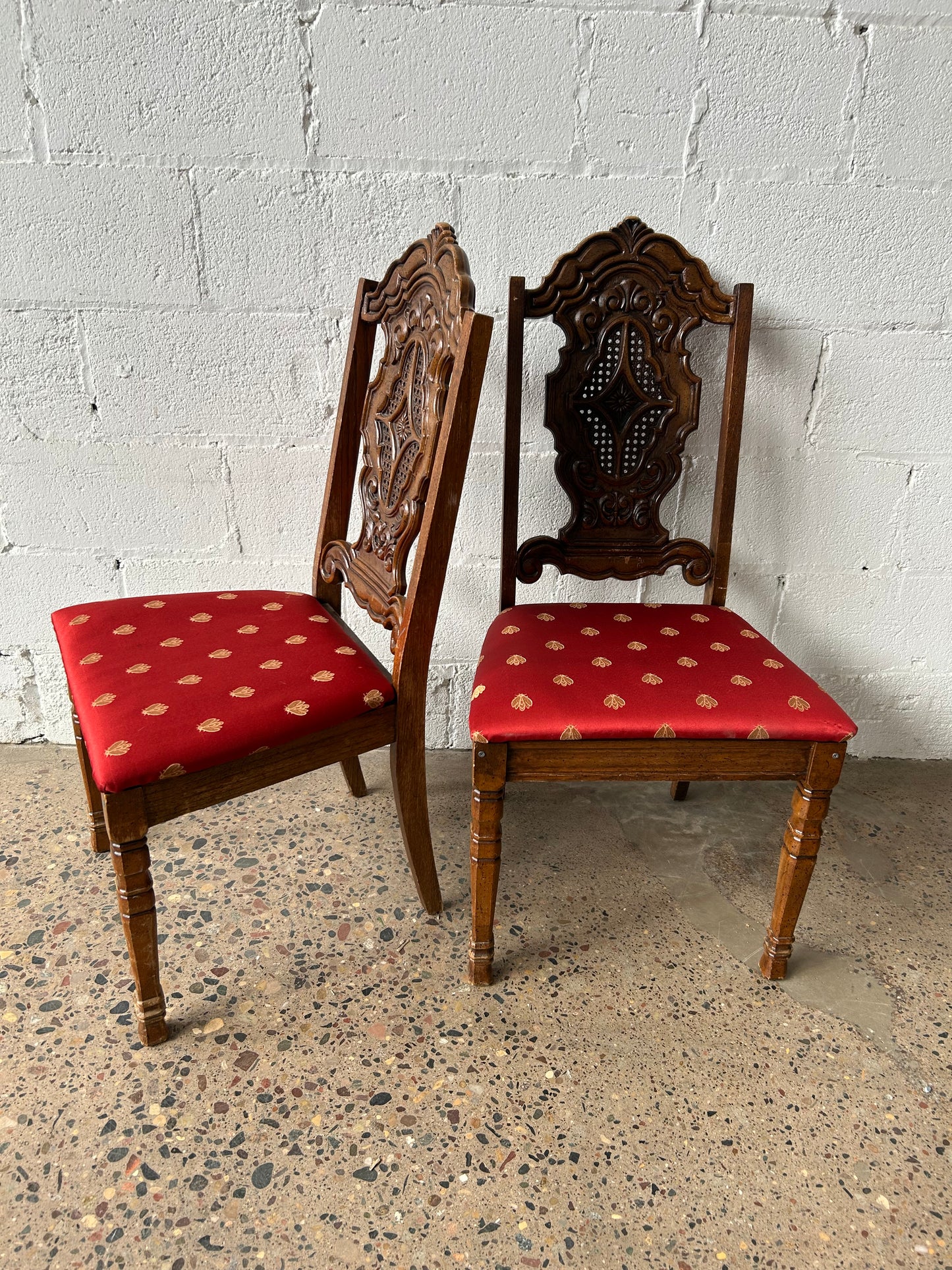 Early Victorian Repo Chairs with Red Seats (set of 2)