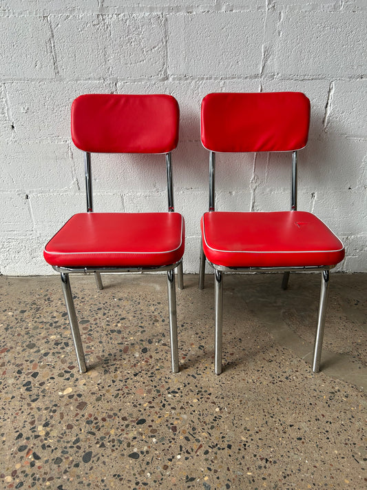 Red Vinyl Diner Chairs (set of 4)