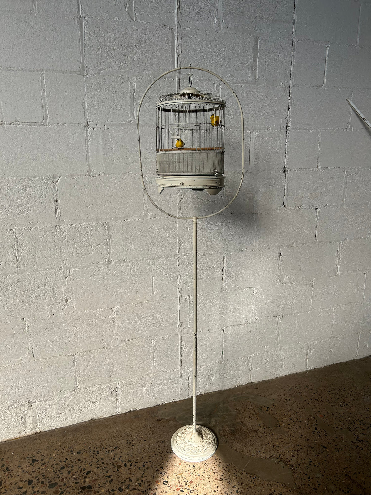 White Standing Birdcage