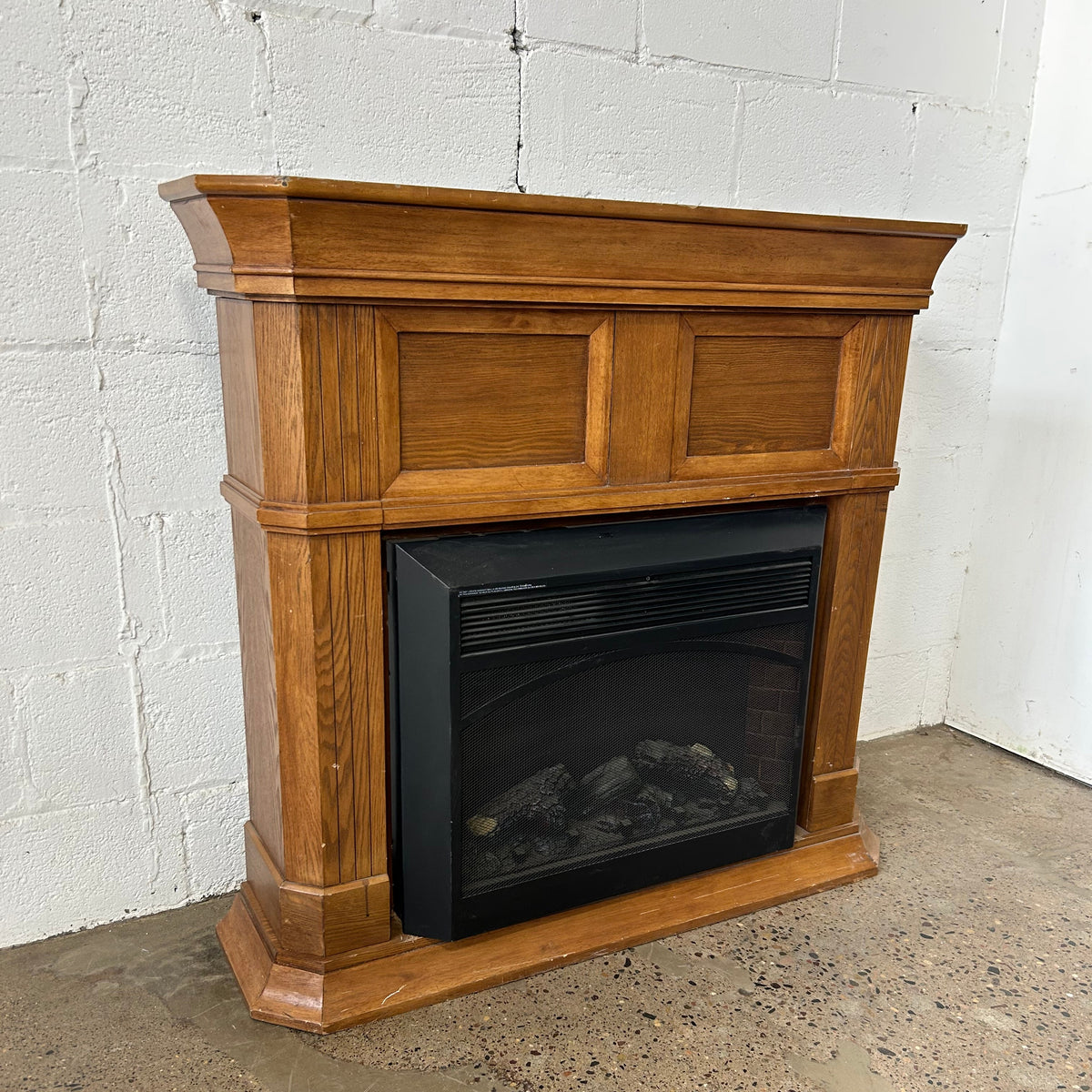 Electric Fireplace with Oak Surround