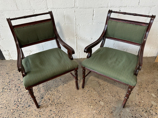 Upholstered Green Federalist Chairs