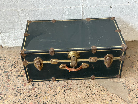 Charcoal and Brass Metal Trunk