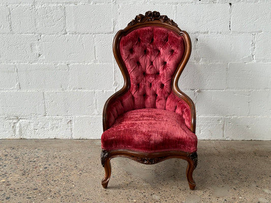 Burgundy Velvet Slipper Chair