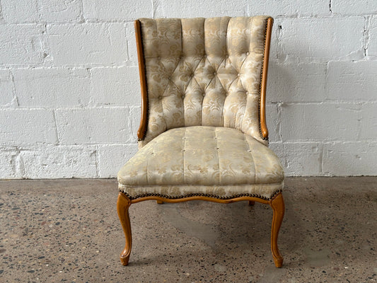 Cream Damask Slipper Chair