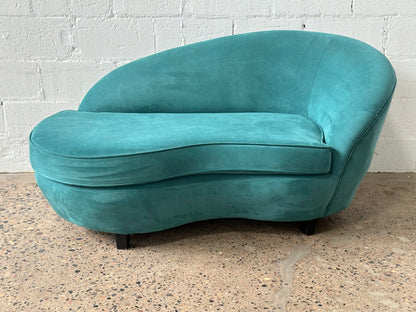Teal Curved "Bean" Sofa