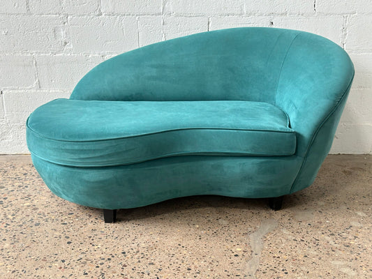 Teal Curved "Bean" Sofa