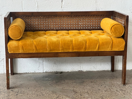 Mustard Wicker Bench