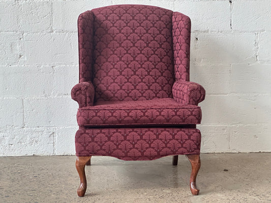 Burgundy Damask Armchair