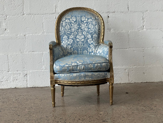 Blue & Gold Damask Chair