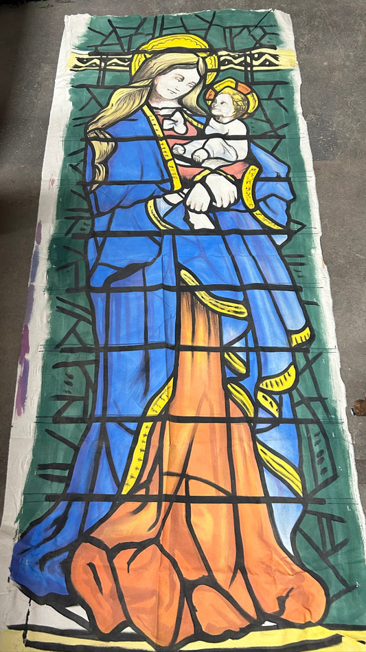Painted Stained Glass- Mary with Baby Jesus