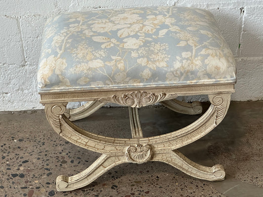 Ornate Ivory Curved Ottoman