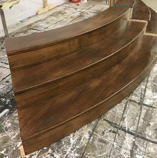 Pair of Curved Wooden Stairs